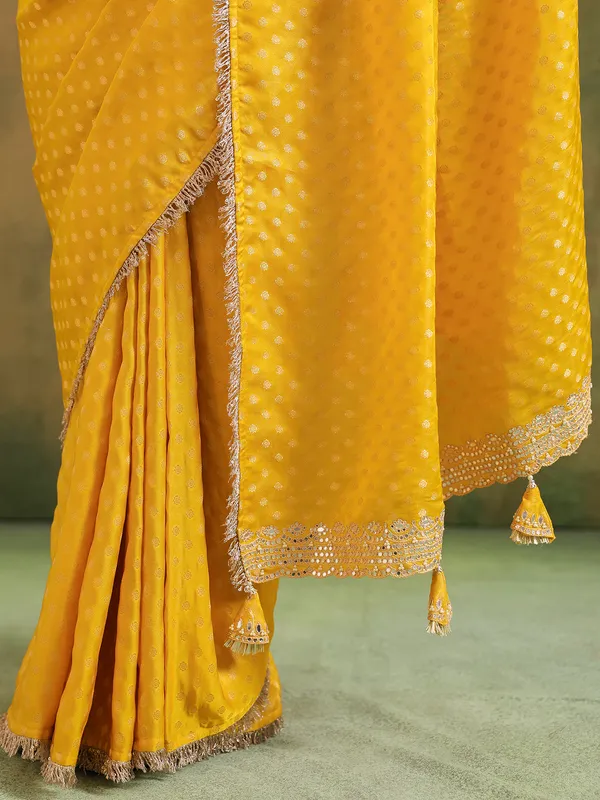 Yellow sailk saree for haldi and featival