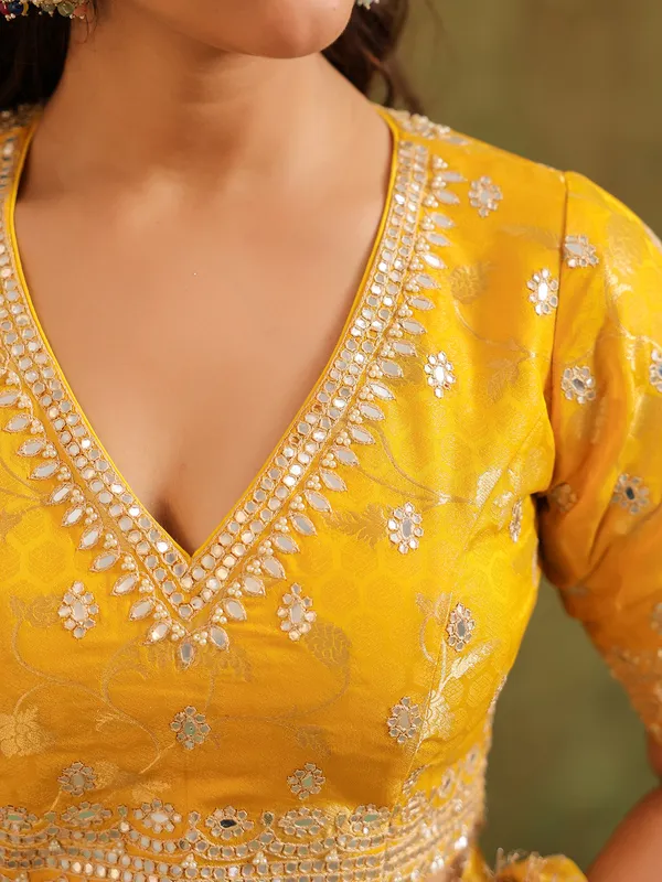 Yellow sailk saree for haldi and featival