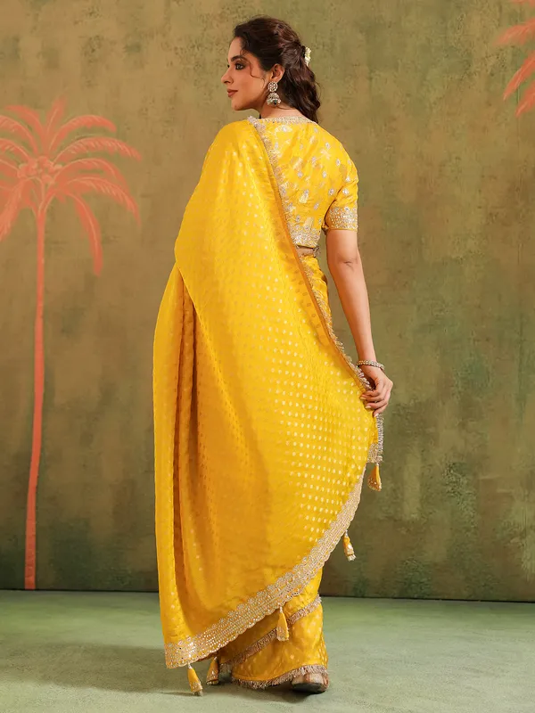 Yellow sailk saree for haldi and featival