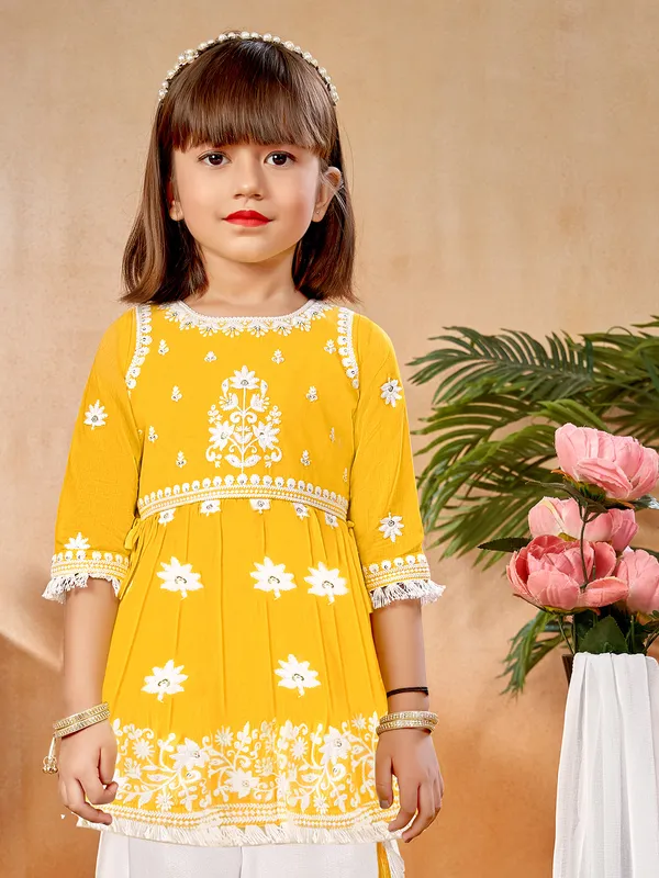 Yellow salwar suit with dupatta in cotton silk