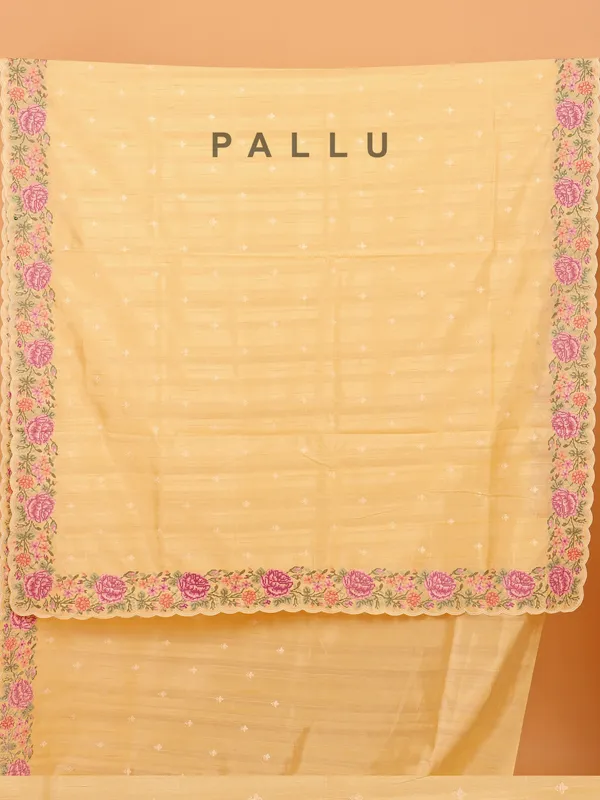 Yellow semi silk saree for women