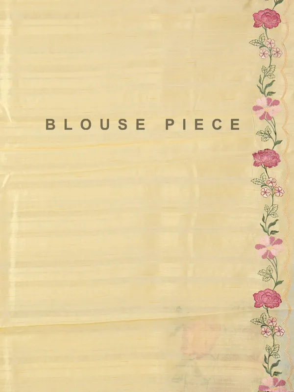 Yellow semi silk saree with festive embroidery haldi style