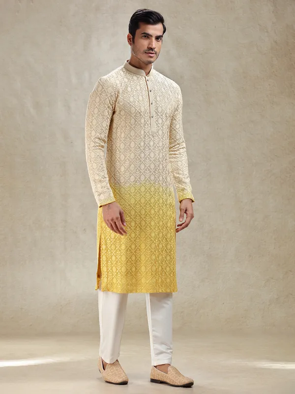 Yellow shaded elegance sophisticated kurta pajama set