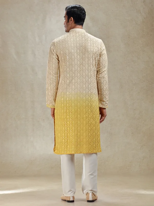 Yellow shaded elegance sophisticated kurta pajama set