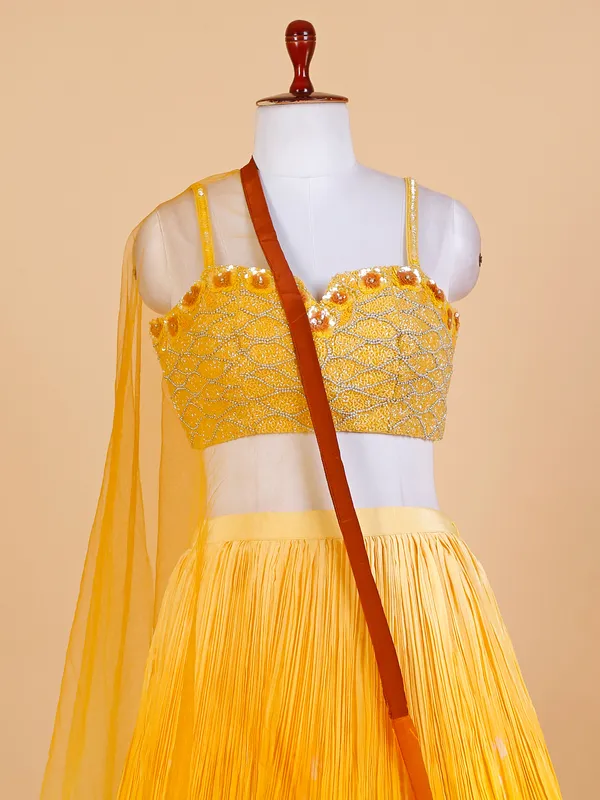 Yellow shaded printed lehenga choli