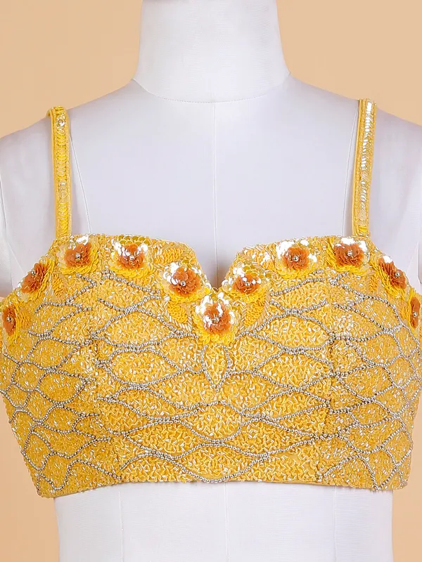 Yellow shaded printed lehenga choli