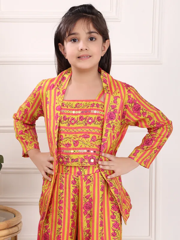 Yellow silk co-ord set with jackets