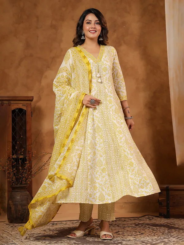 Yellow silk festive kurti set with sequin highlights