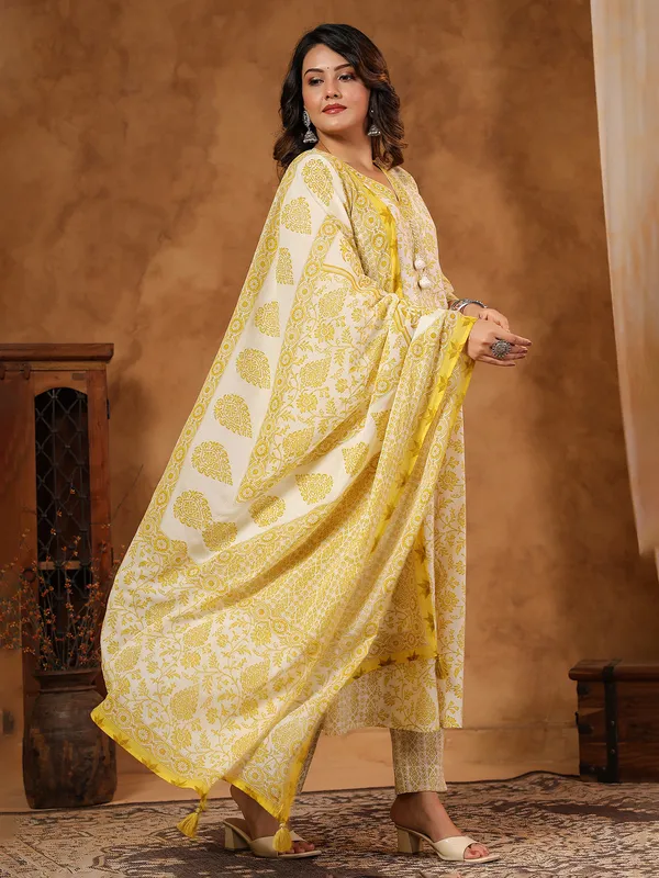 Yellow silk festive kurti set with sequin highlights