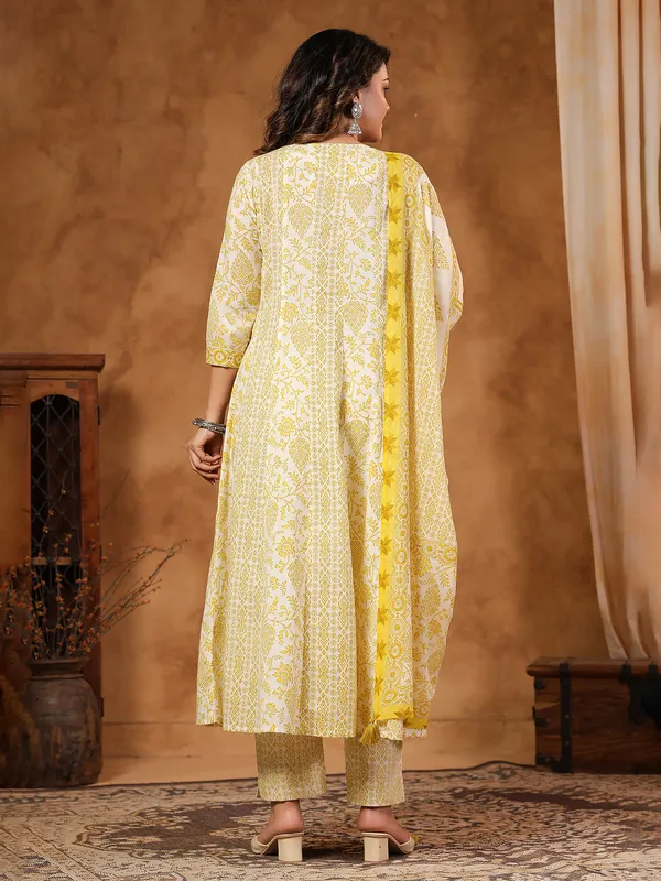 Yellow silk festive kurti set with sequin highlights