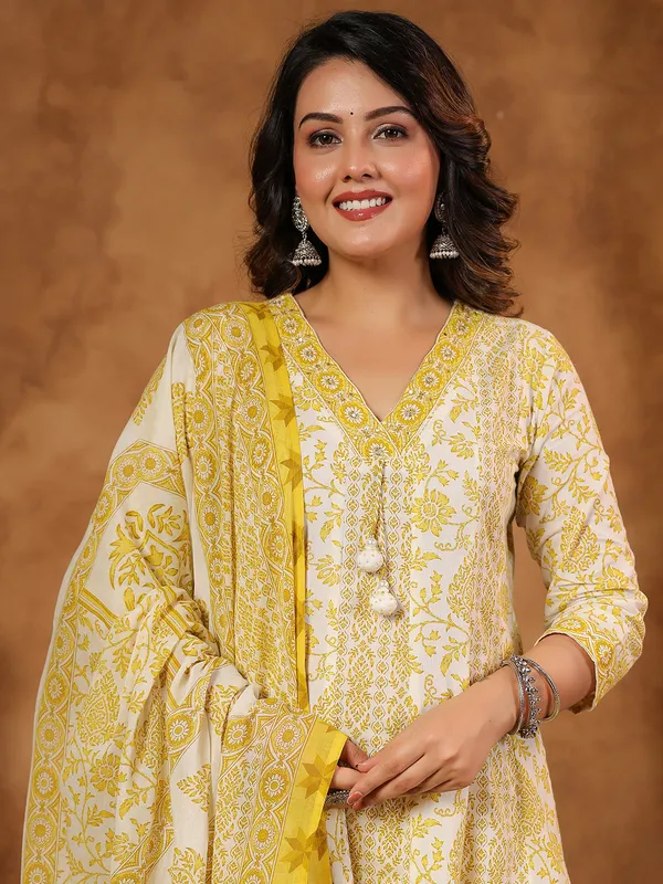 Yellow silk festive kurti set with sequin highlights