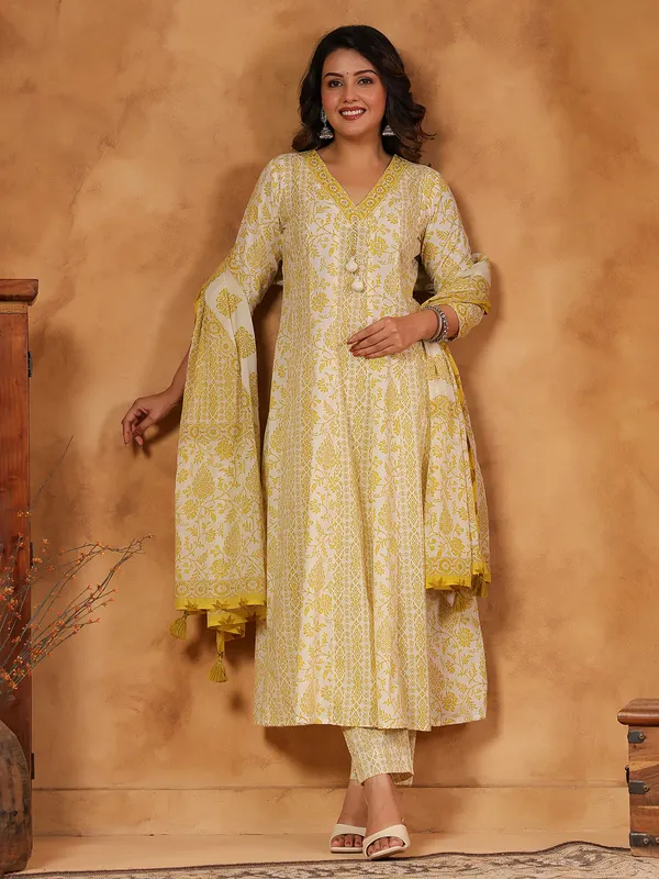 Yellow silk festive kurti set with sequin highlights
