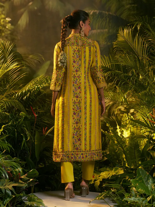 Yellow silk festive wear elegant salwar suit for women