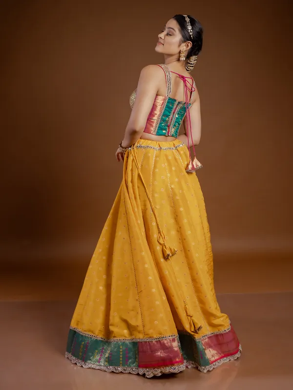 Yellow silk lehenga choli with dupatta for navratri nights