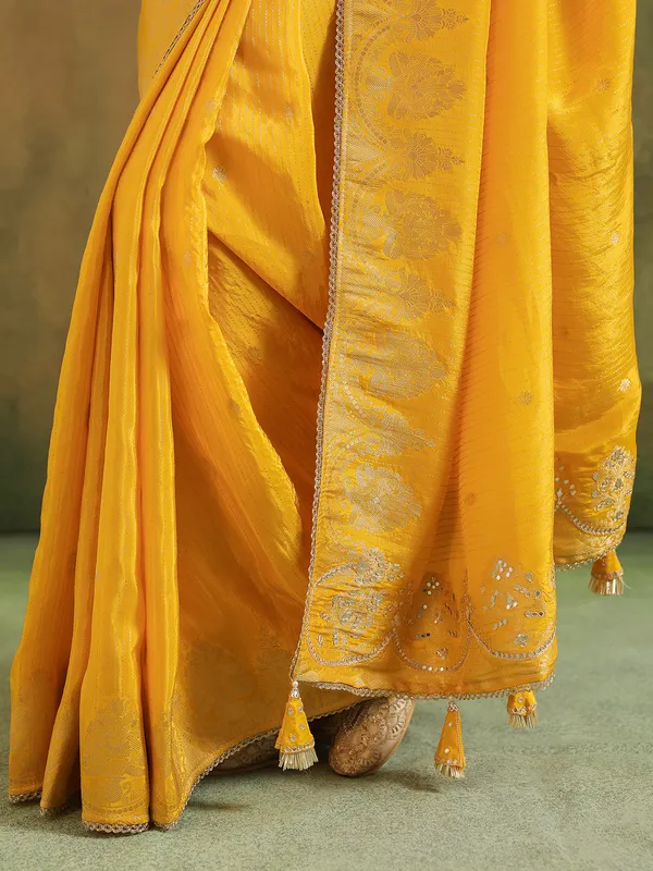 Yellow silk saree for haldi celebration