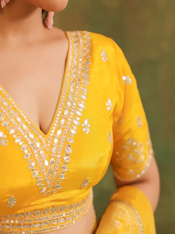 Yellow silk saree for haldi celebration