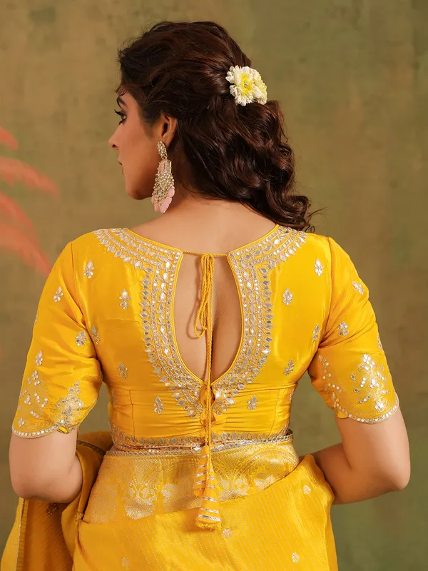 Yellow silk saree for haldi celebration