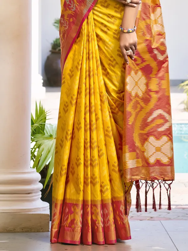 Yellow silk saree with festive charm
