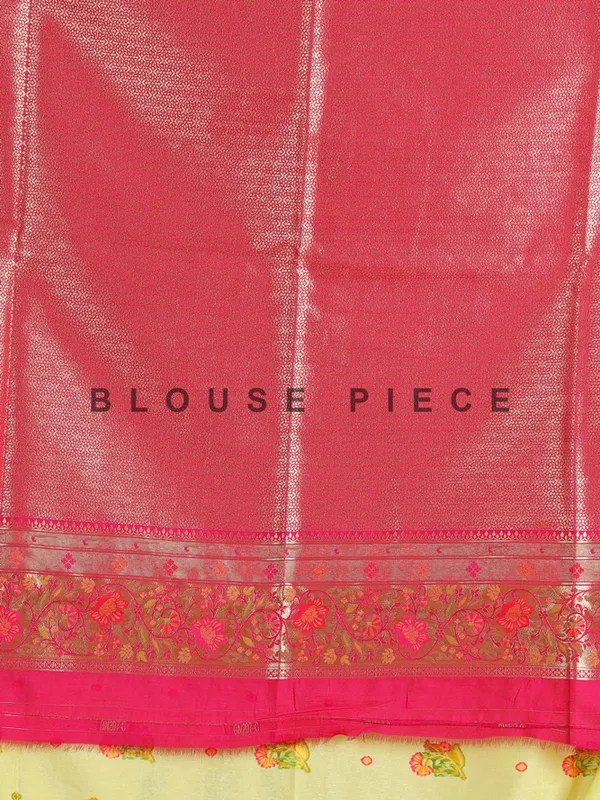 Yellow silk saree with red border