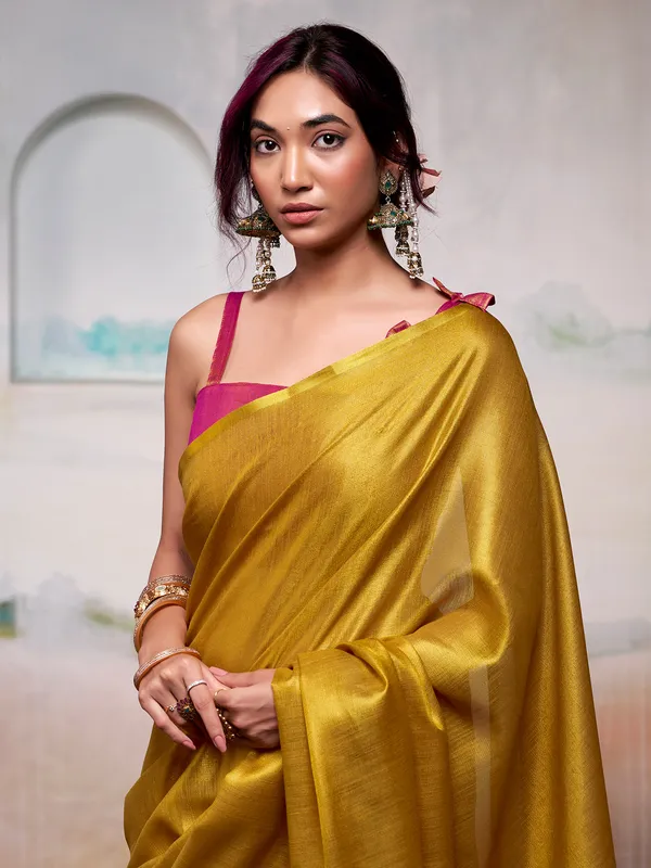 Yellow tissue silk saree radiance