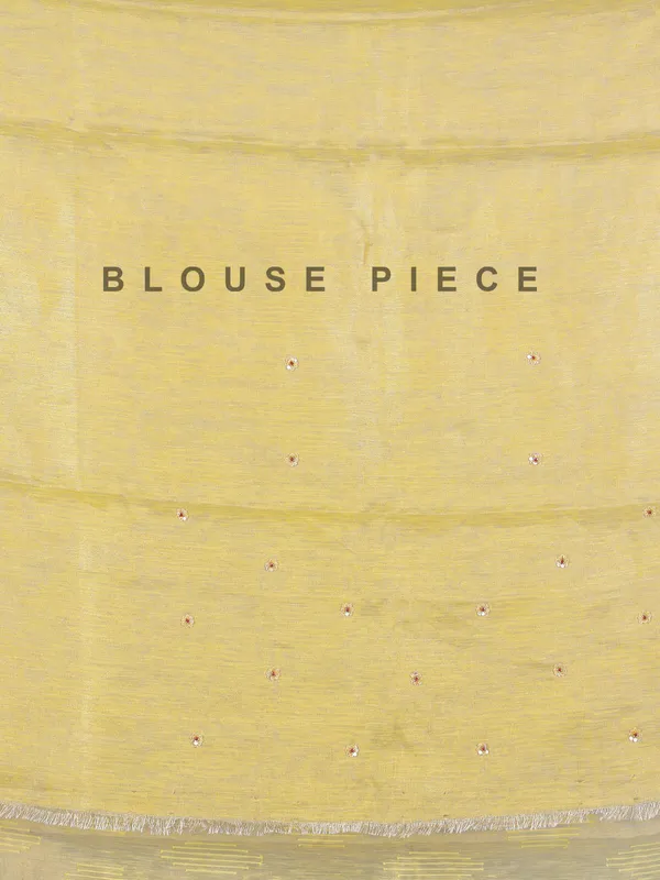 Yellow tissue silk saree with thread and sequins work