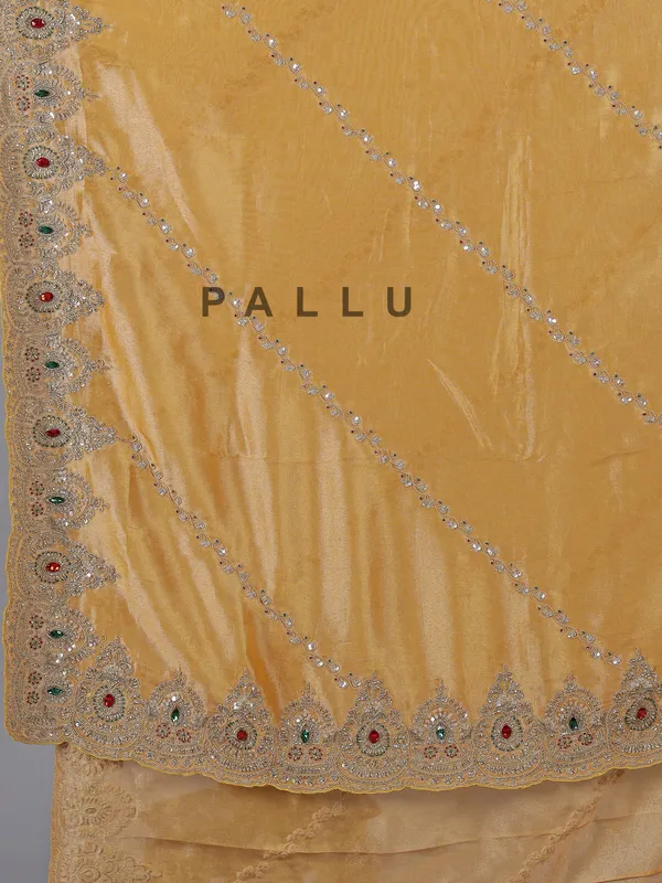Yellow tissue silk saree with wedding glow
