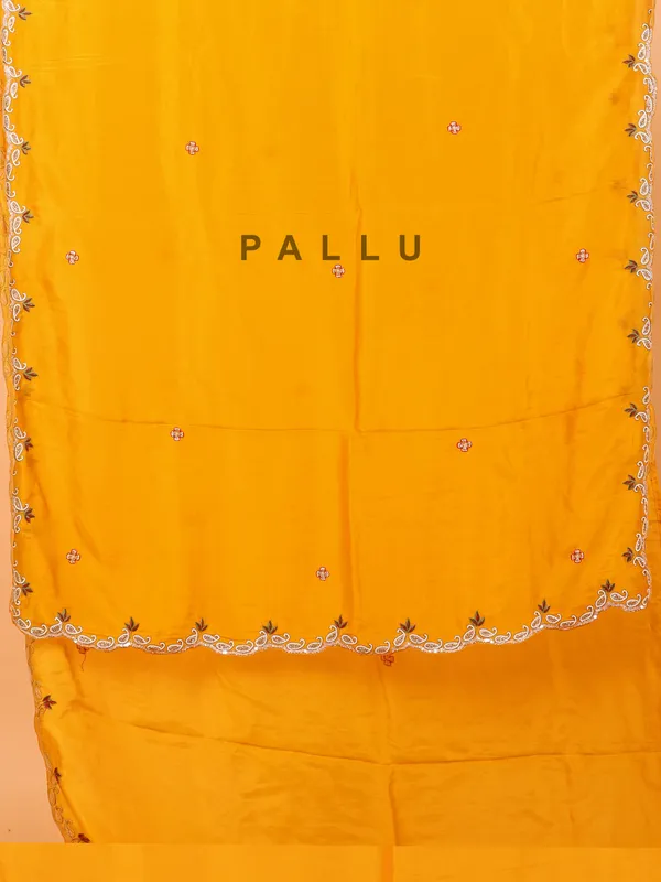 Yellow wedding wear tissue silk saree
