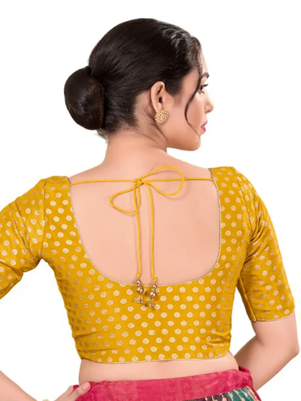 Yellow zari worked silk blouse