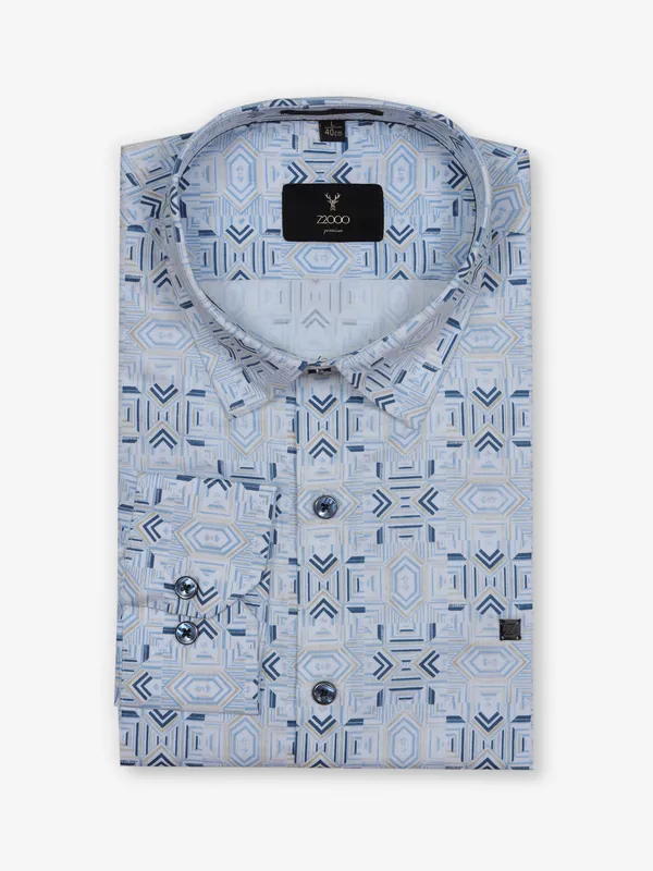 Z2000 blue printed cotton shirt