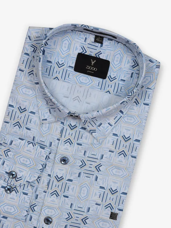 Z2000 blue printed cotton shirt