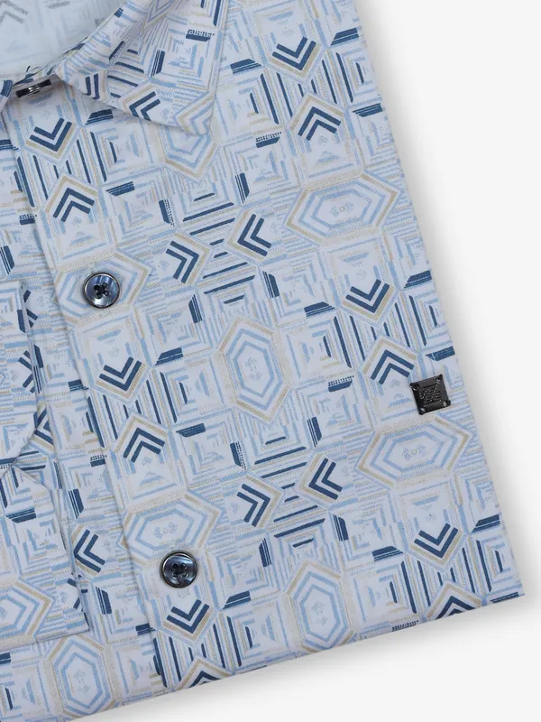Z2000 blue printed cotton shirt