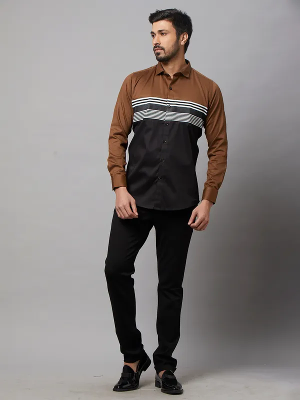 Z2000 Brown and black stripe mix and match shirt for mens
