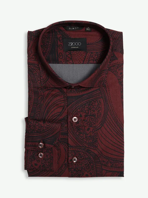 Z2000 cotton maroon printed shirt