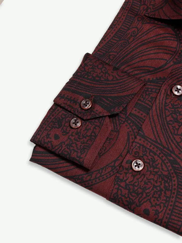 Z2000 cotton maroon printed shirt