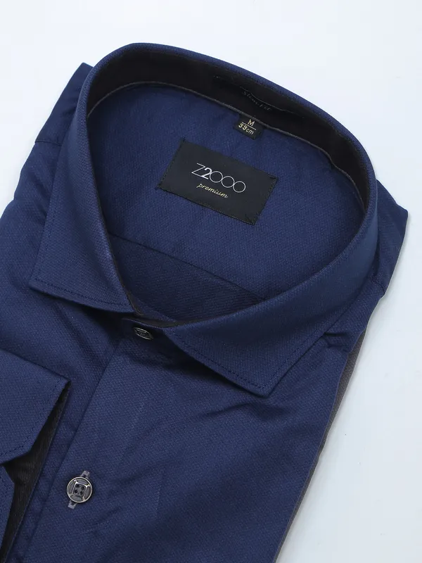 Z2000 presented solid dark blue cotton shirt