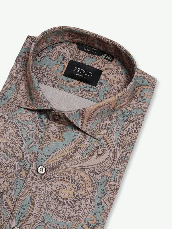 Z2000 sea green cotton printed shirt