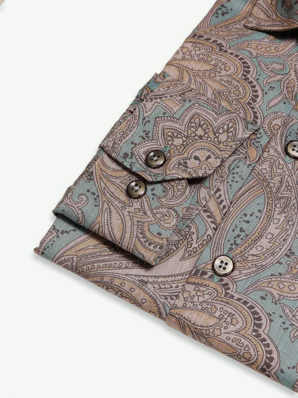 Z2000 sea green cotton printed shirt