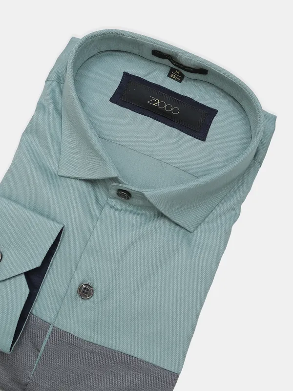 Z2000 solid green formal cotton shirt for mens