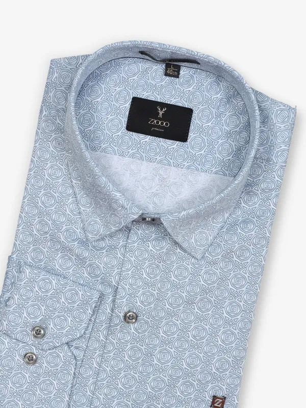 Z2000 white printed casual cotton shirt