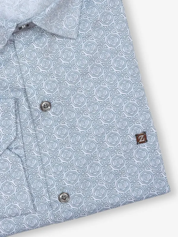 Z2000 white printed casual cotton shirt