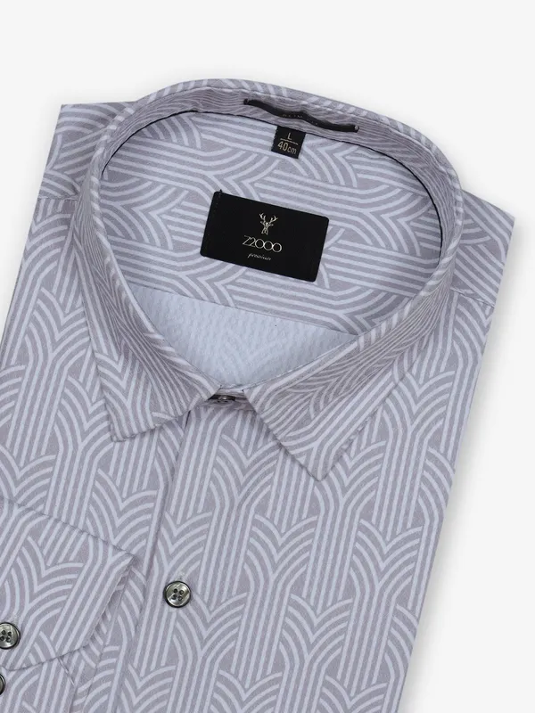 Z2000 white printed cotton slim fit shirt