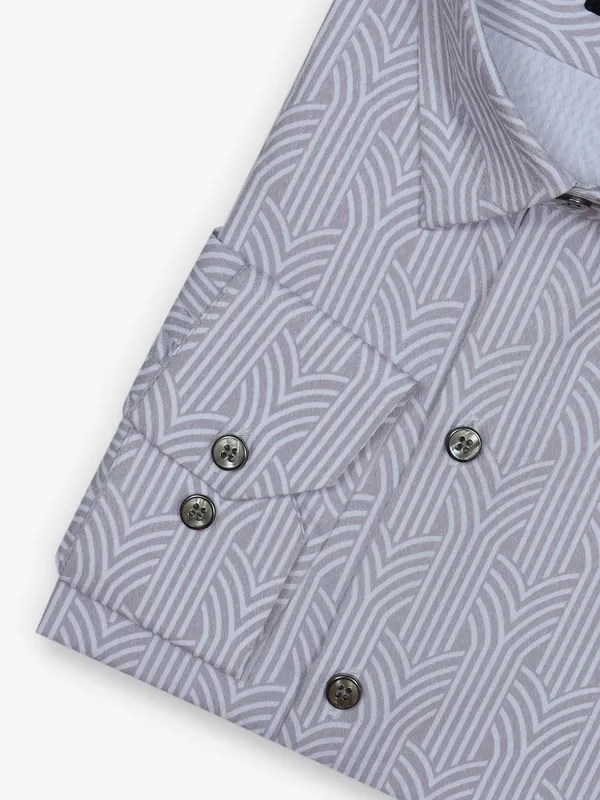 Z2000 white printed cotton slim fit shirt