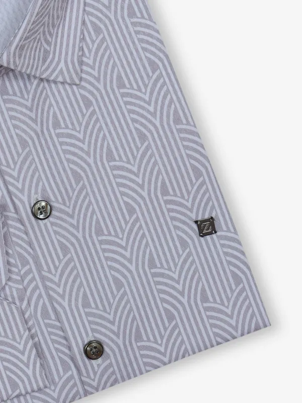 Z2000 white printed cotton slim fit shirt