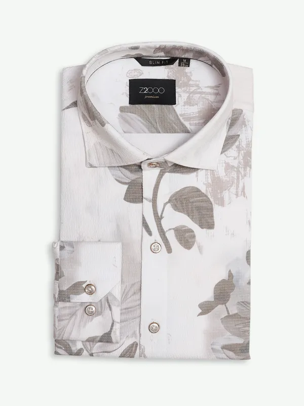 Z2000 white printed party wear shirt