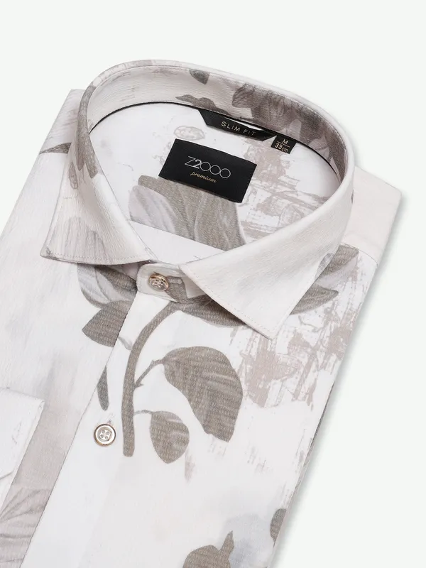 Z2000 white printed party wear shirt