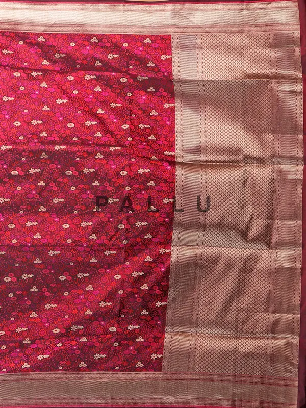 Zari worked maroon banarsi silk saree