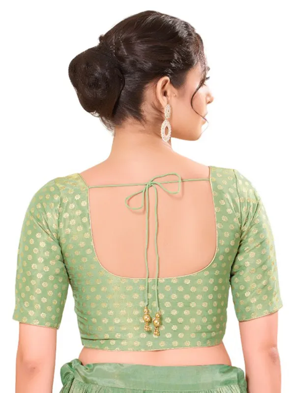 Zari worked pista green silk blouse