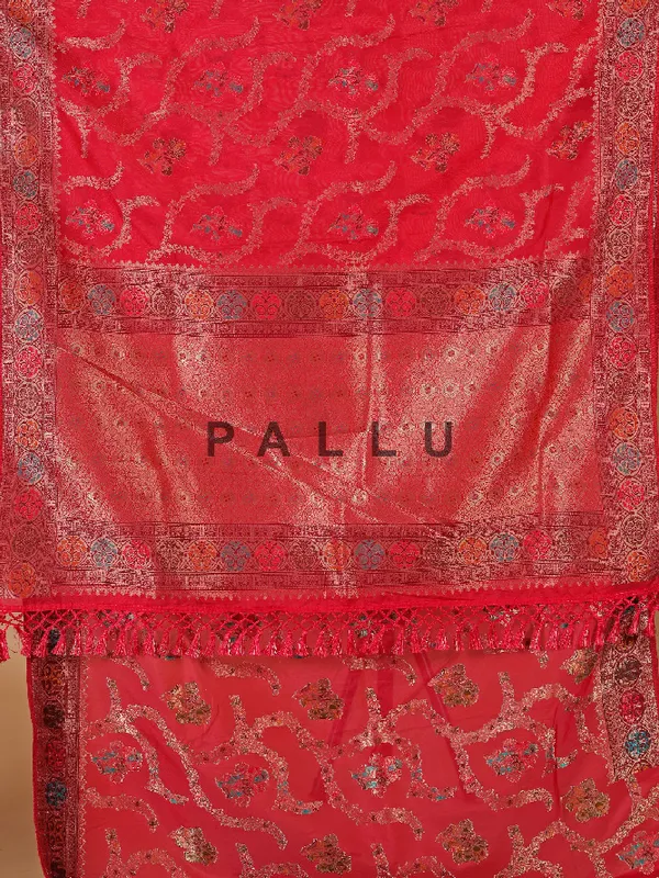 Zari  worked silk saree in light pink