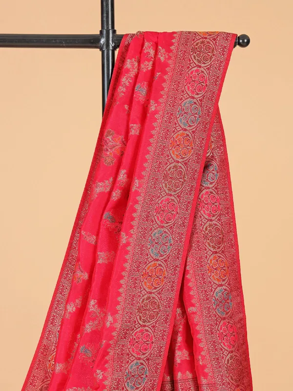 Zari  worked silk saree in light pink