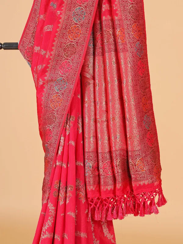 Zari  worked silk saree in light pink
